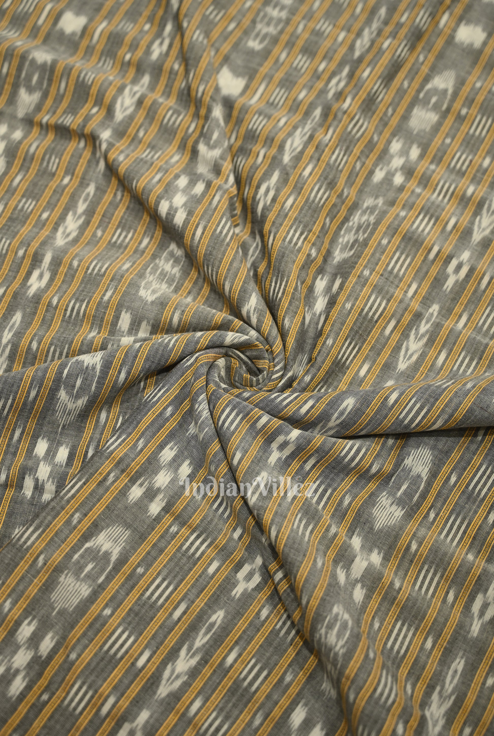 Cement Gray Sambalpuri Odisha Ikat Cotton Fabric 