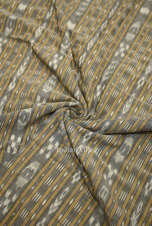 Cement Gray Sambalpuri Odisha Ikat Cotton Fabric 