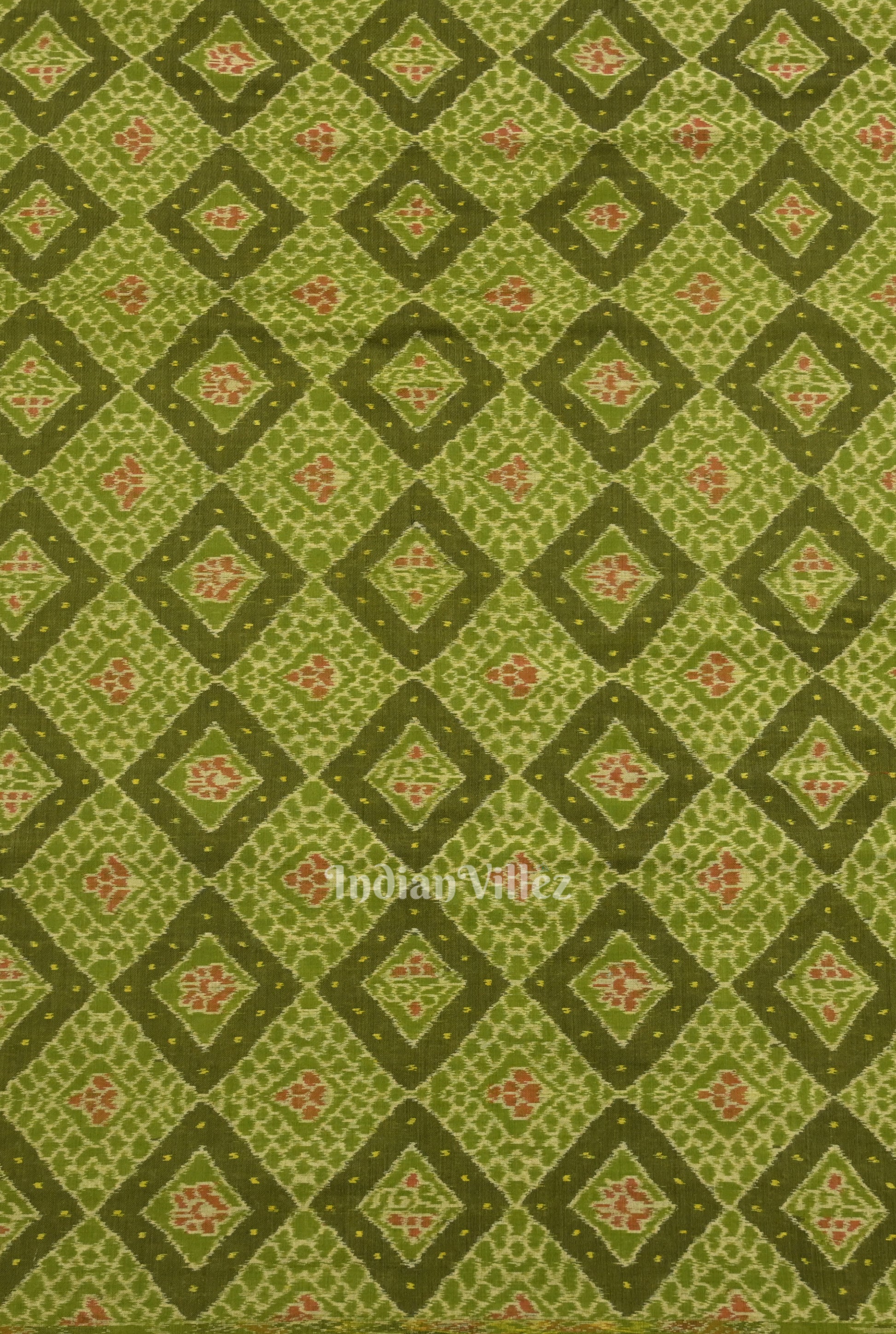 Mehendi Green Sambalpuri Ikat Cotton Fabric