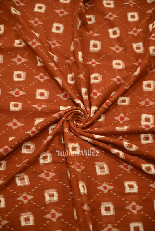 Brown Pasapali Sambalpuri Ikat Cotton Fabric