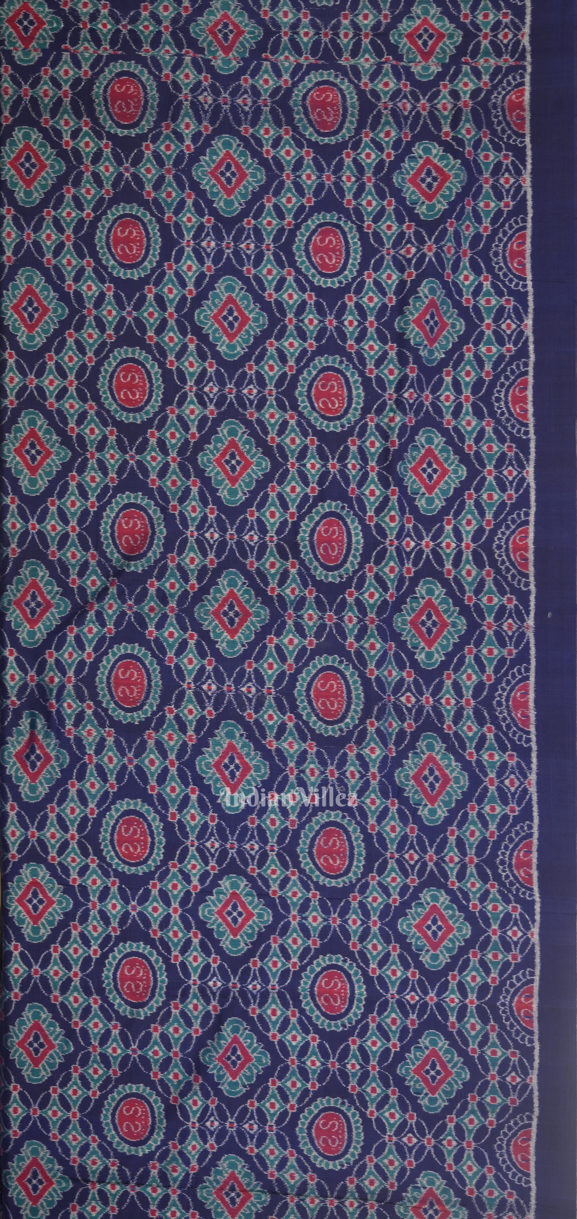 Blue Red Jhoti Theme Odisha Ikat Sambalpuri Dress Set & Dupatta