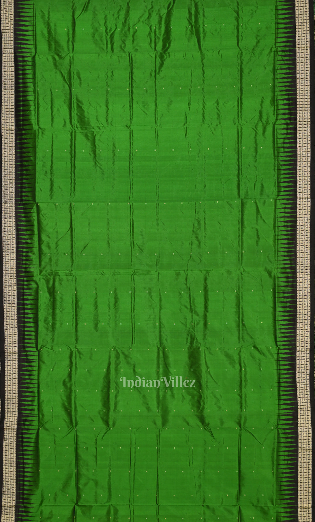 Green Black Butta Design Bomkai Sambalpuri Silk Saree