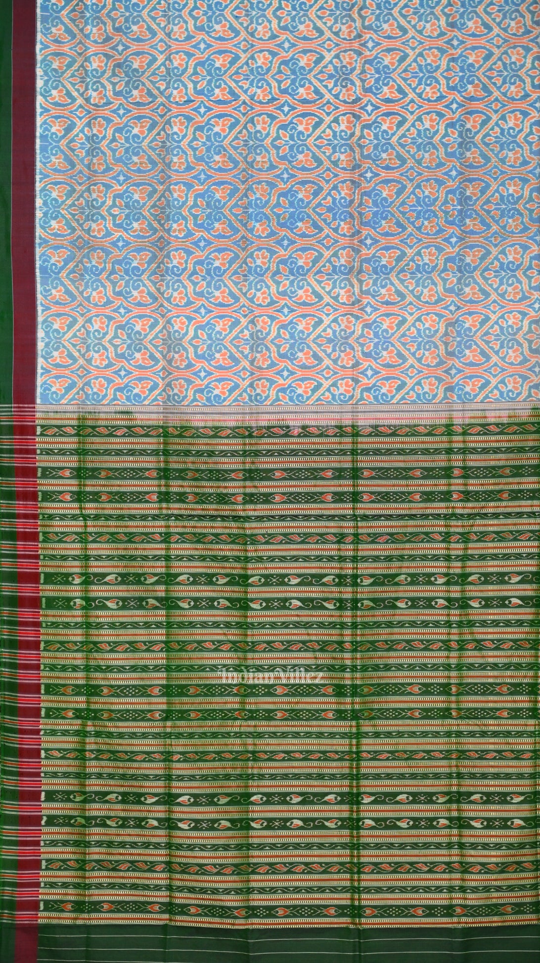 Exclusive Ocean Blue Floral Theme Sambalpuri Silk Saree 