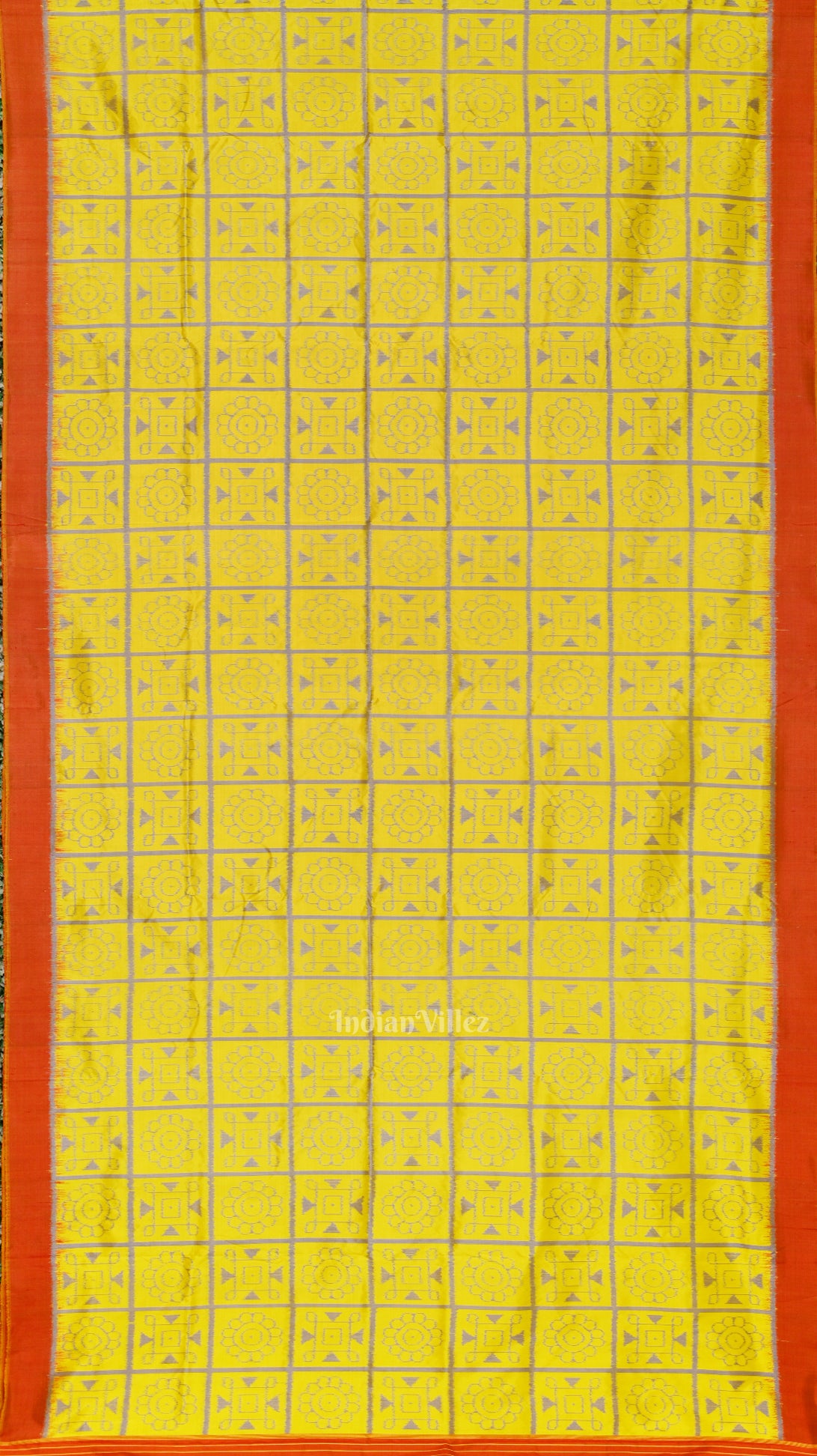Yellow Red Nabakothi Odisha Ikat Contemporary Designer Saree