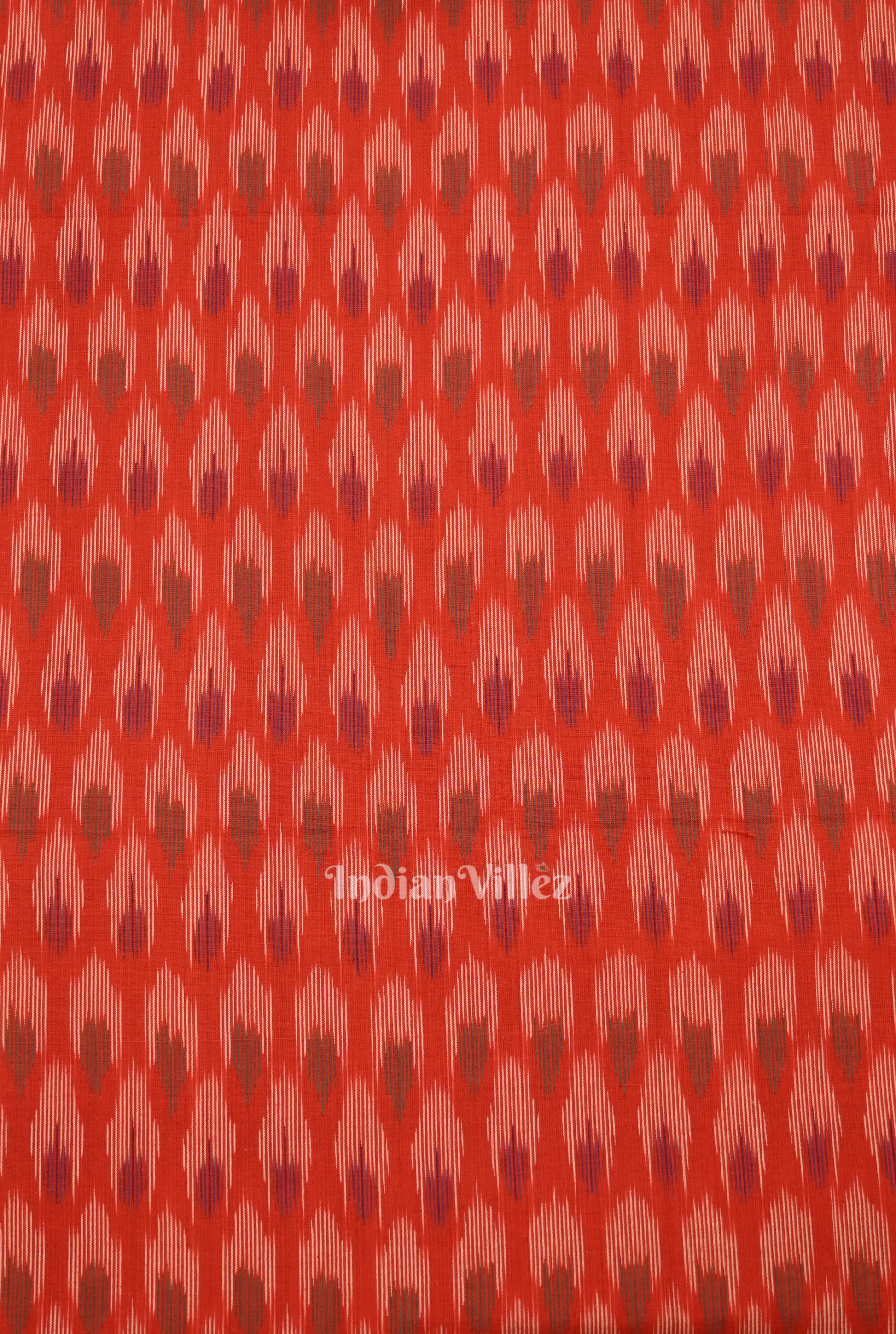 Red Pochampally Ikat Cotton Fabric 