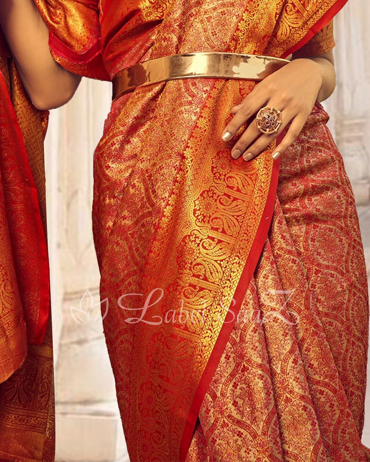Dark Pastel Red Multicolor Banarasi Handloom Rich Zari Weaving Silk Saree