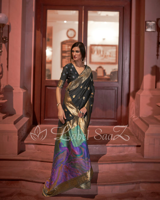 Black Modal Silk Saree 