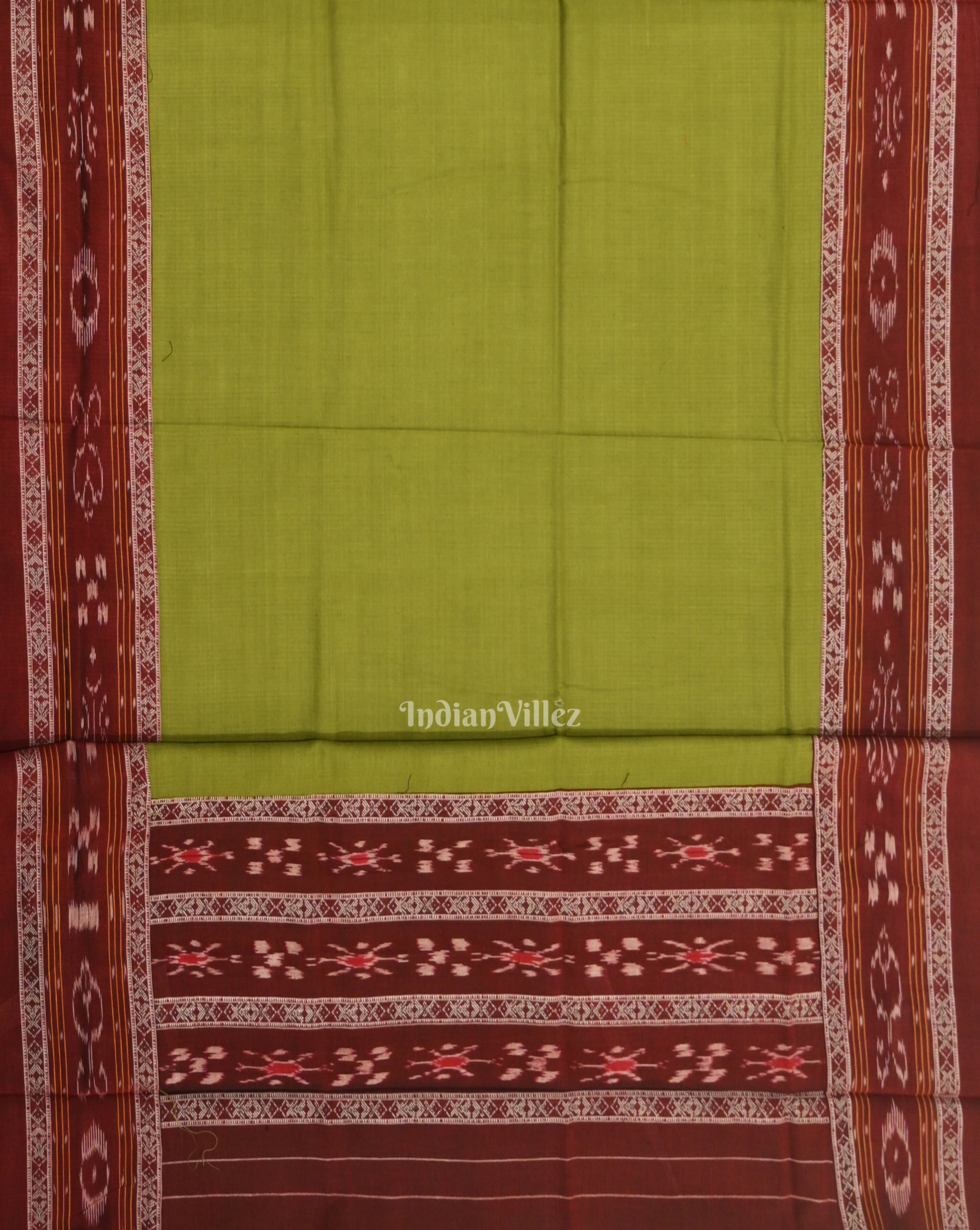 Maroon Green Flower Buti Odisha Ikat  Sambalpuri Dress Set & Dupatta 