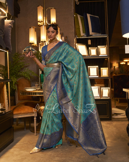 Sky Blue Pure Chaap Handloom Weaving Silk Saree