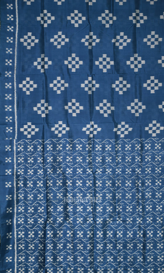 Blue Pasapali  Odisha Ikat Contemporary Designer Saree