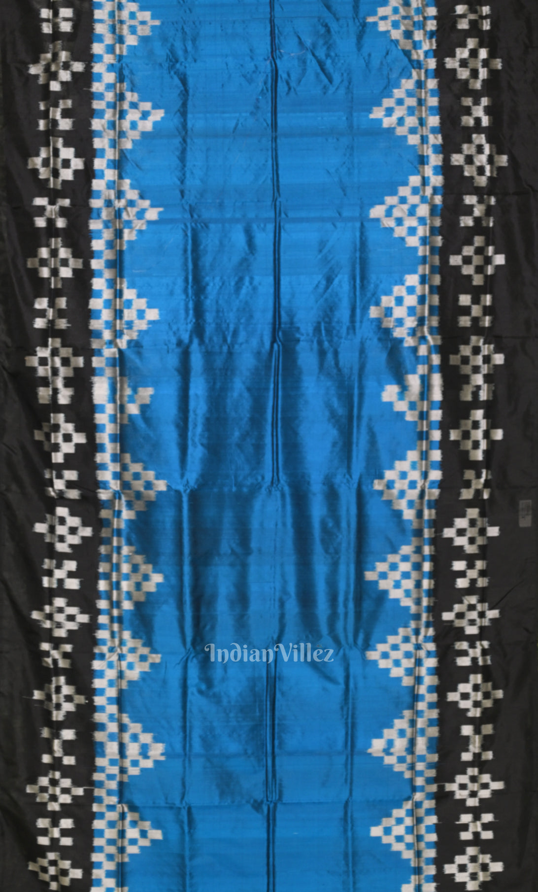 Sky Blue Black Pasapali  Odisha Ikat Contemporary Designer Saree