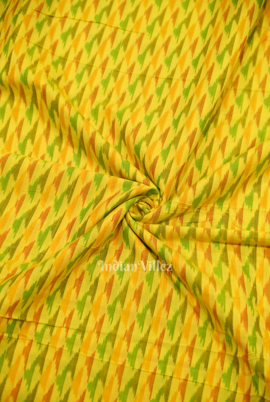 Yellow Pochampally Ikat Silk Cotton (Sico) Fabric