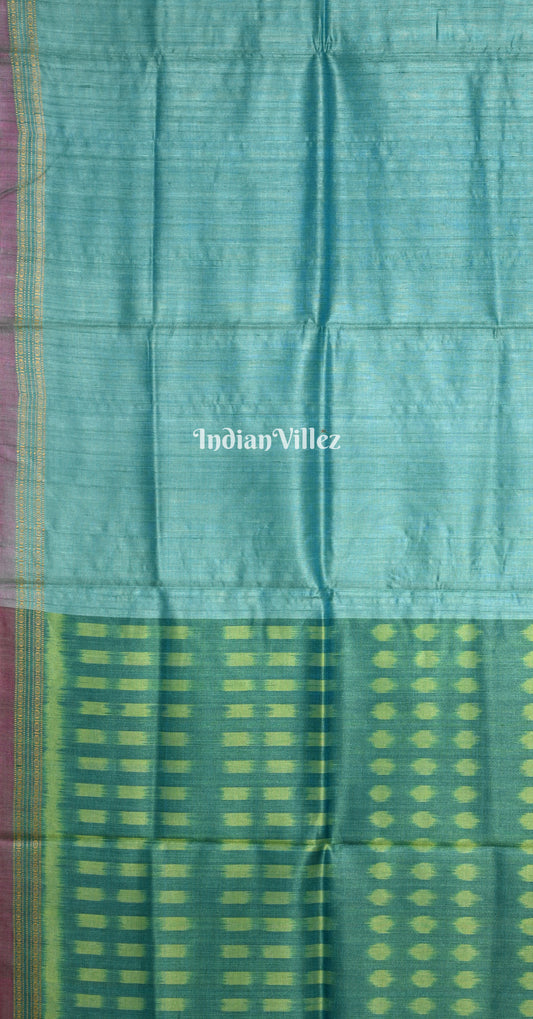 Teal Blue Green Gopalpur Tussar Silk Saree 