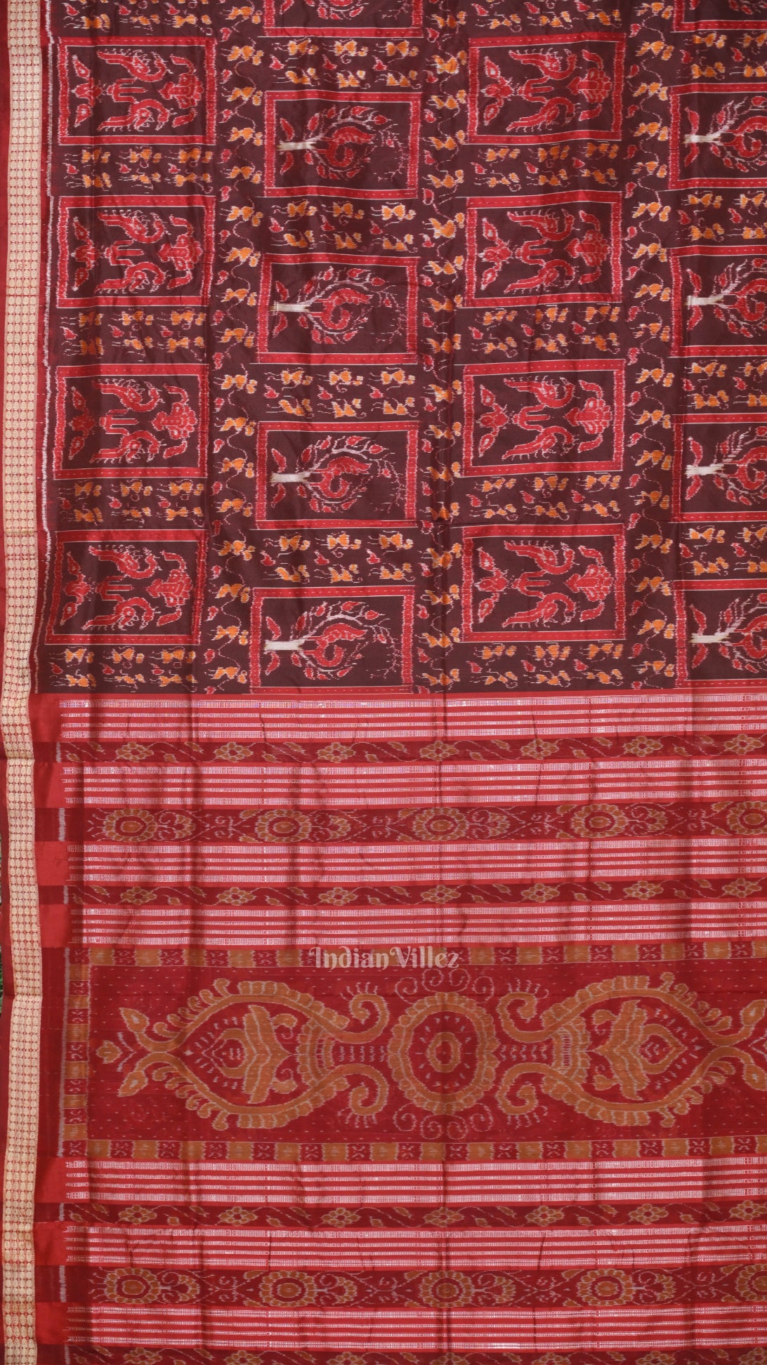 Brown Coffee Tribal Theme Sambalpuri Silk Saree 