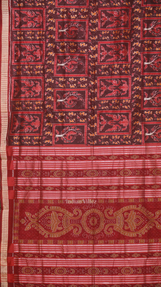 Brown Coffee Tribal Theme Sambalpuri Silk Saree 