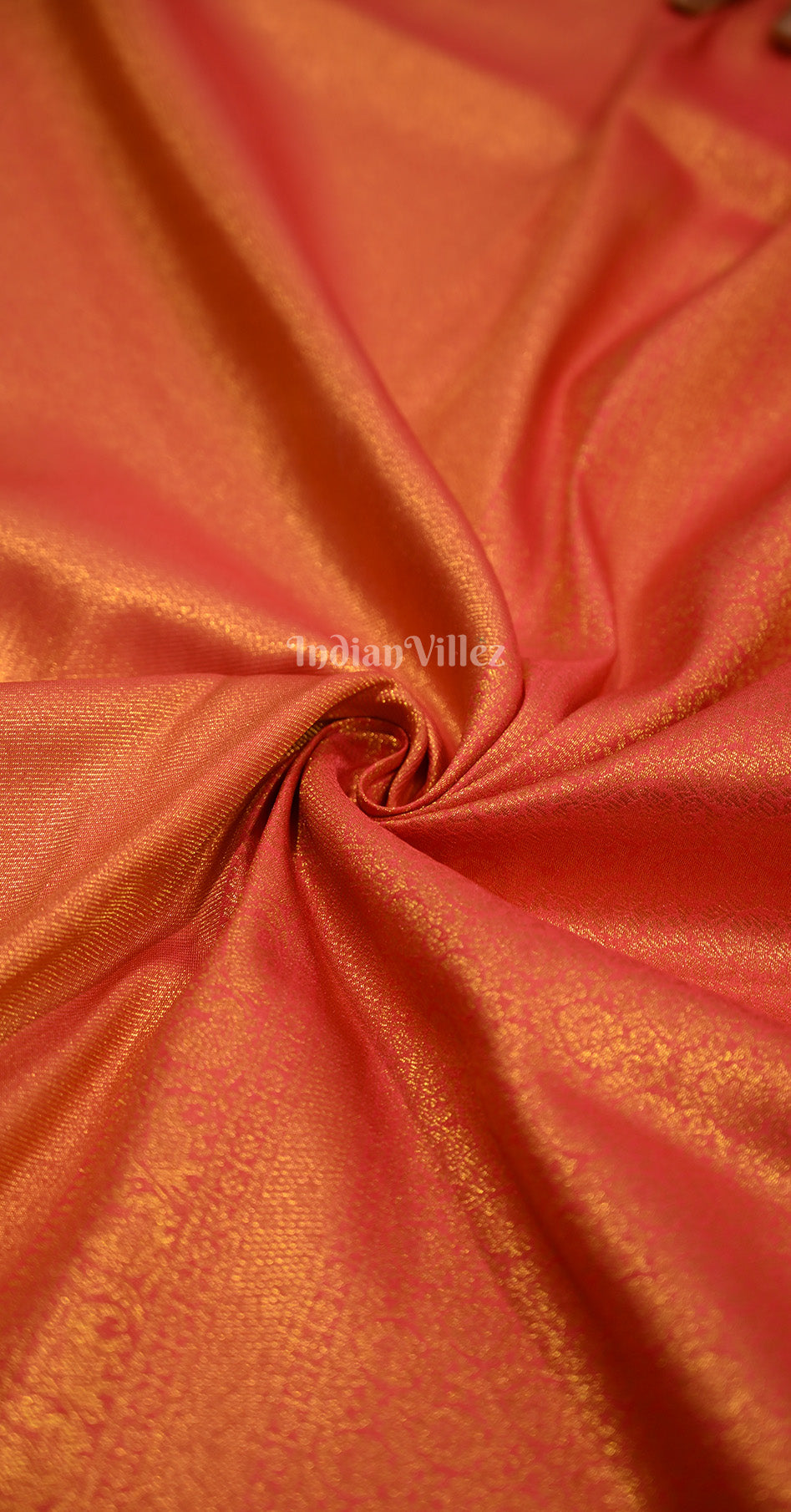 Orange Red Kanjivaram Silk Saree with Brocade Pallu 