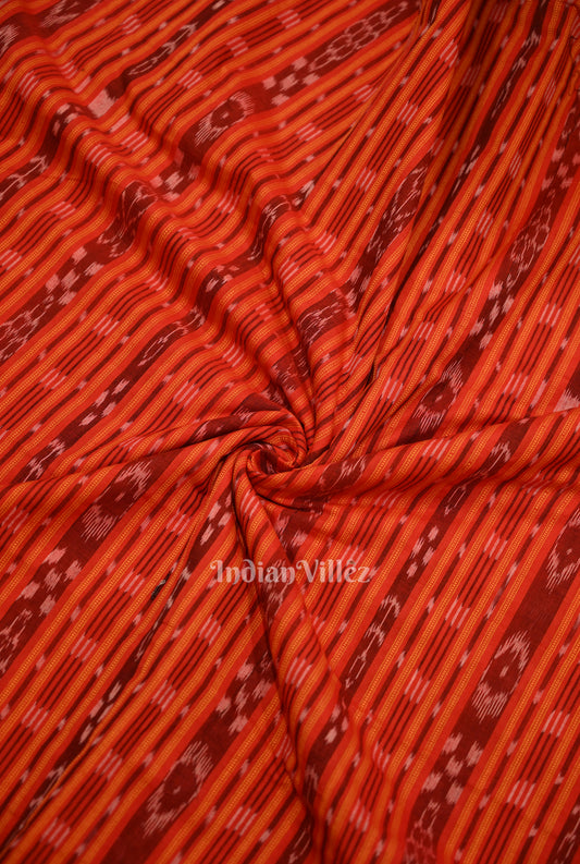 Red Stripes Sambalpuri Odisha Ikat Cotton Fabric