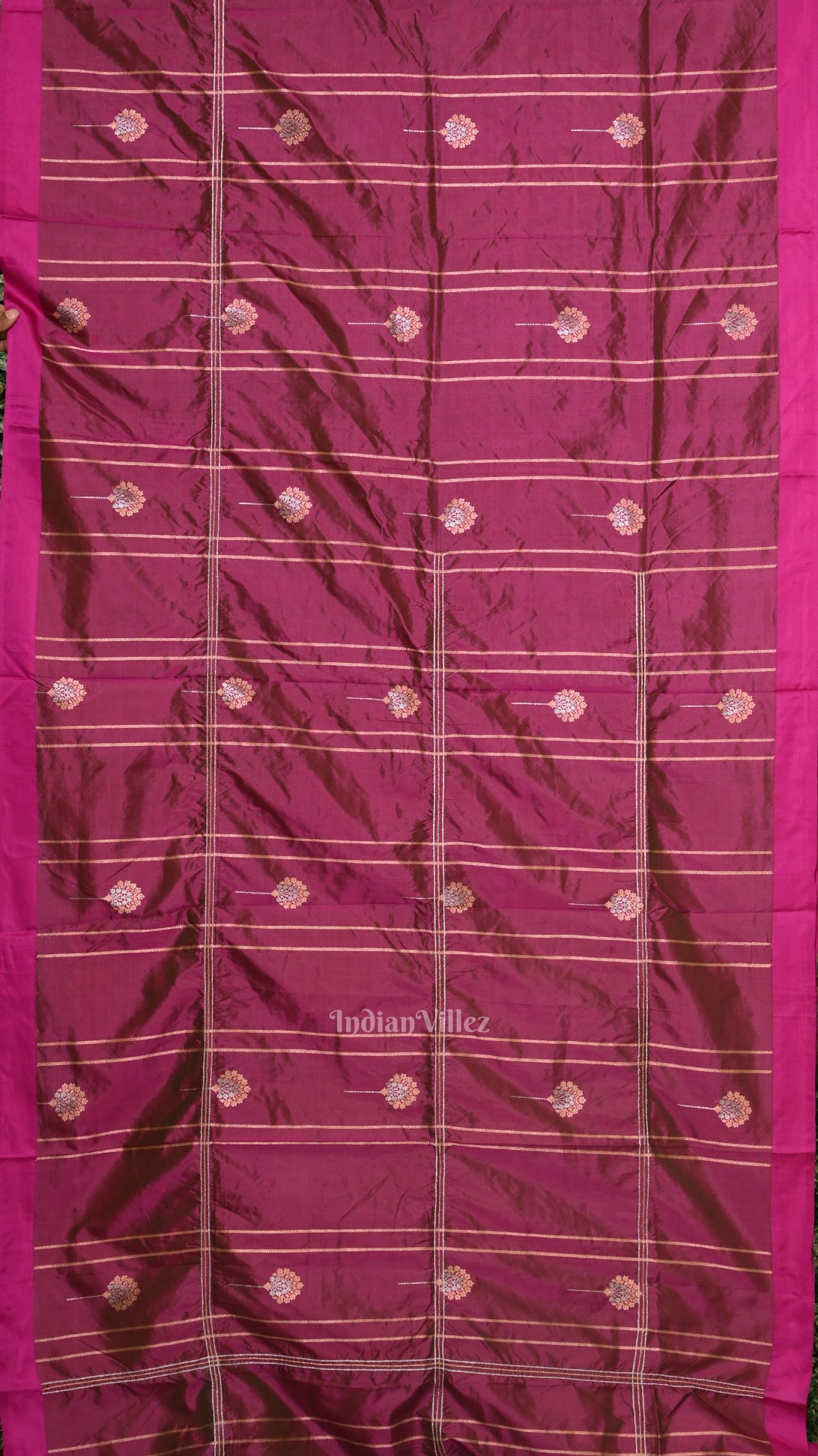 Rani Magenta Dual Tone Pure Banarasi Katan Silk Saree with Zardosi Work