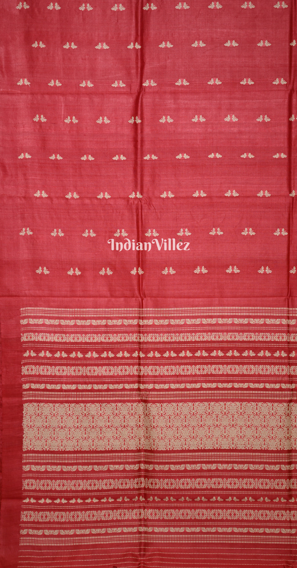 Red Butterfly Theme Gopalpur Tussar Silk Saree 