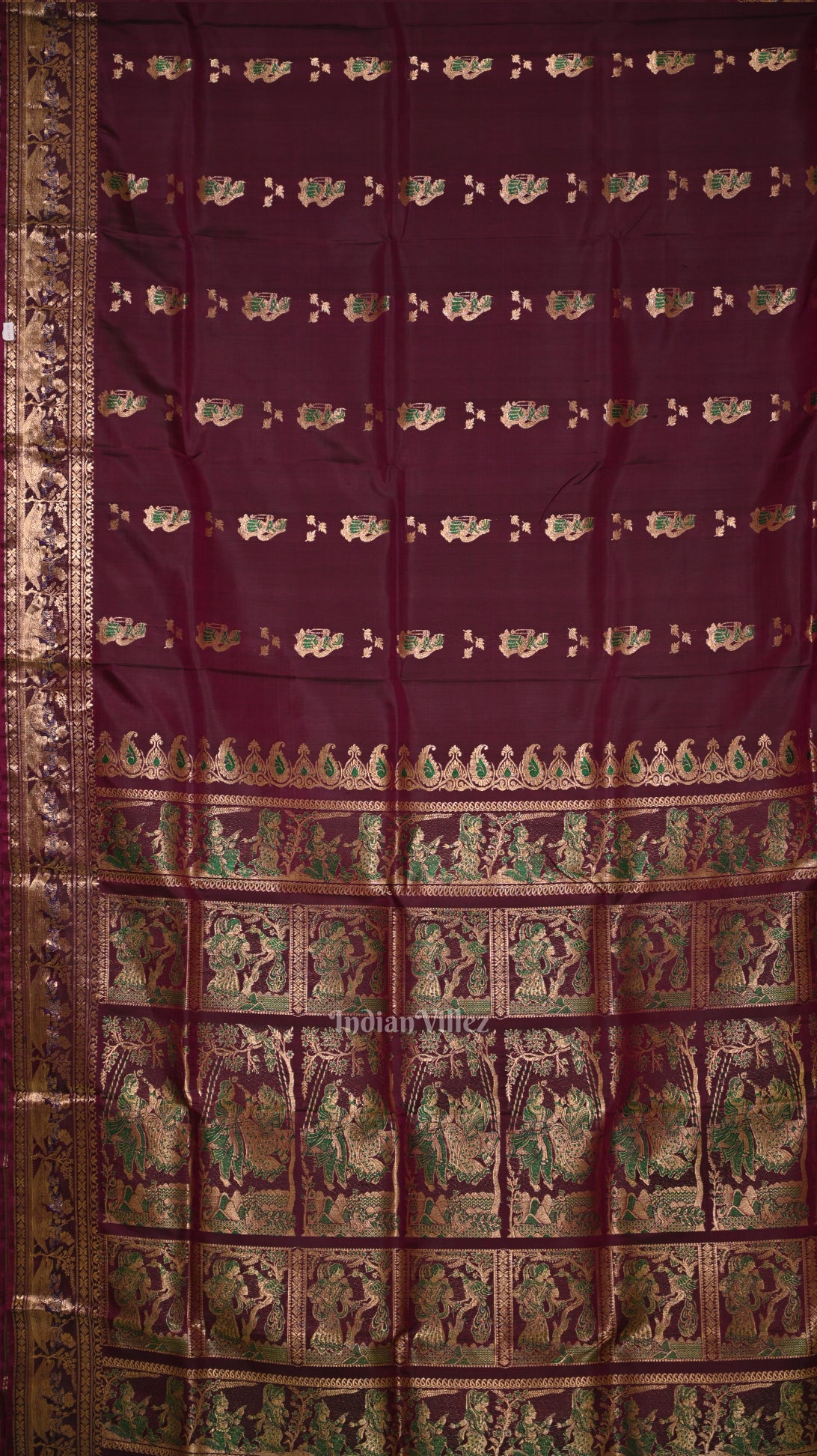 Maroon Handwoven Baluchari Silk Saree