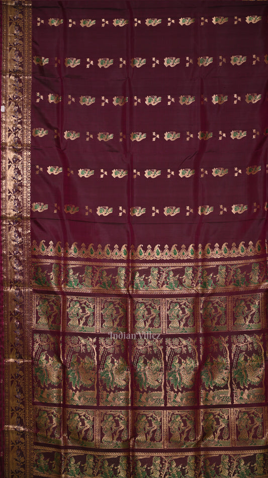 Maroon Handwoven Baluchari Silk Saree