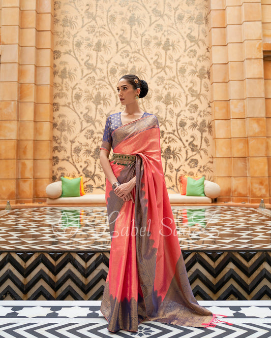 Orange Pure Tissue Kanjivaram Silk Saree - Exclusive Bridal Collection