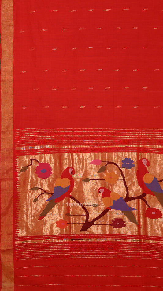 Red Rich Pallu Cotton Paithani Saree