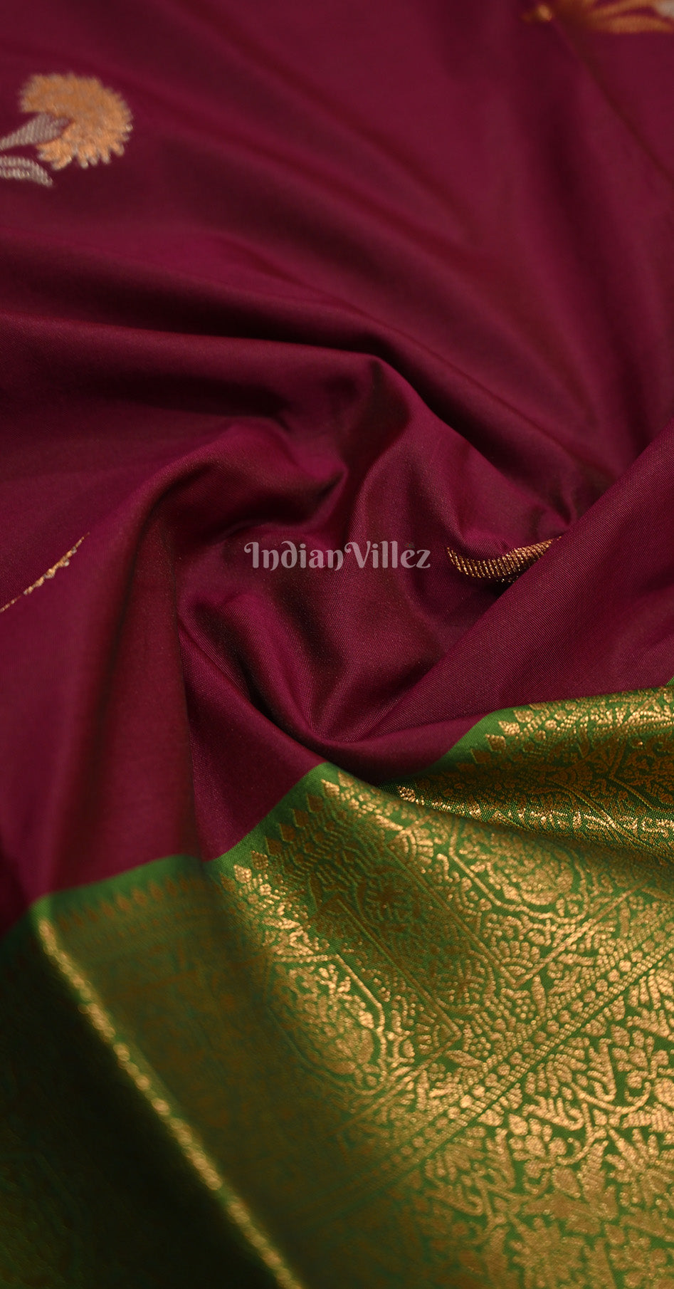 Wine Green Kanjivaram Silk Saree 