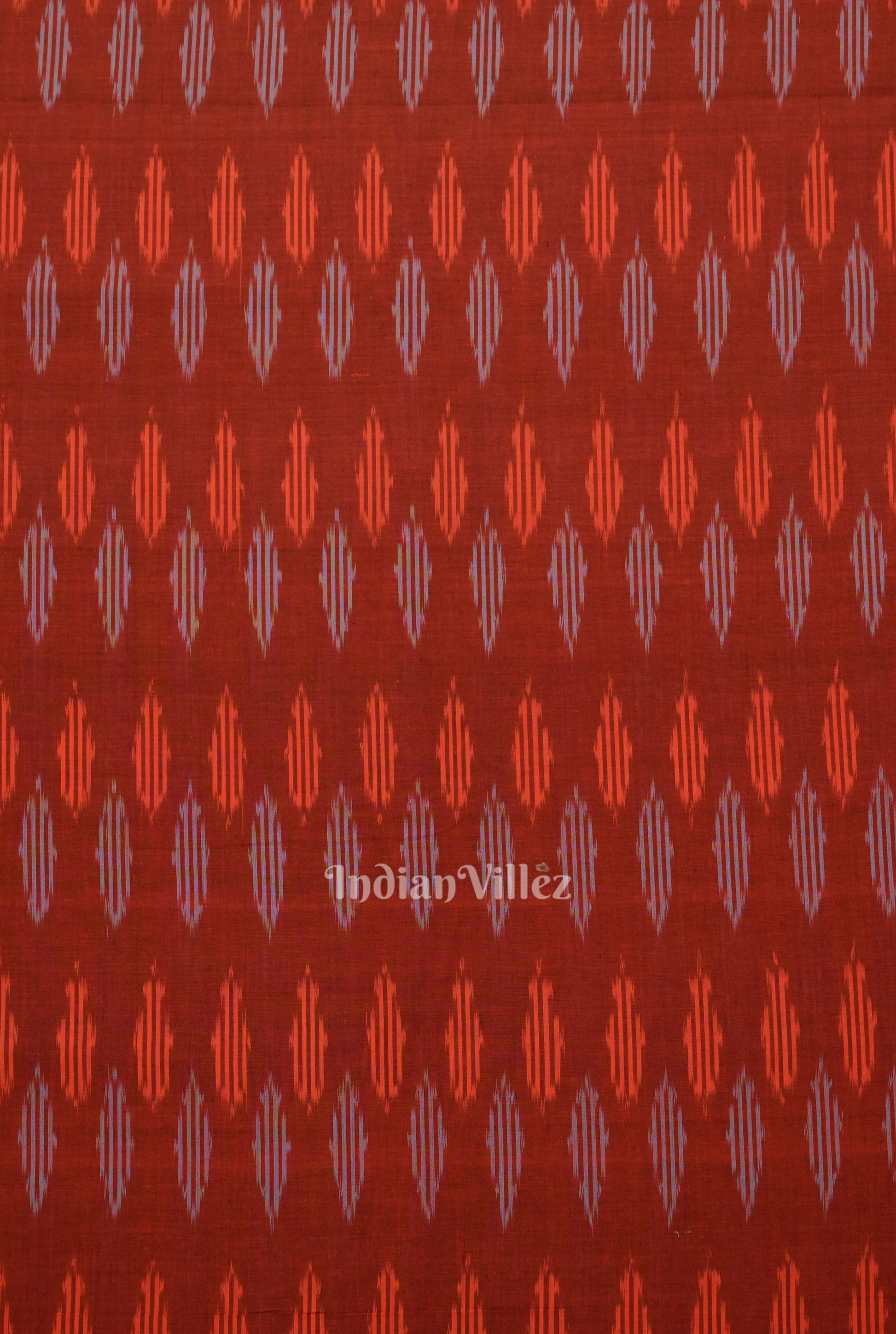 Maroon Pochampally Ikat Cotton Fabric 