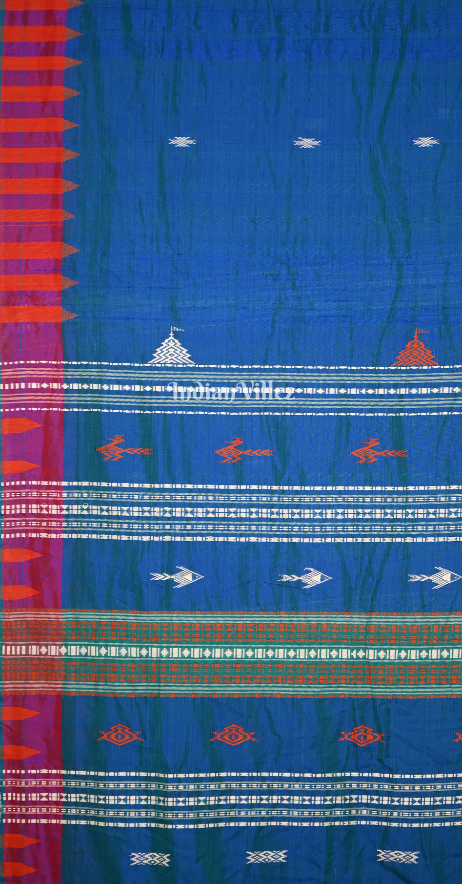 Surf Blue Odisha Handloom Natural Dye Kotpad Tussar Saree