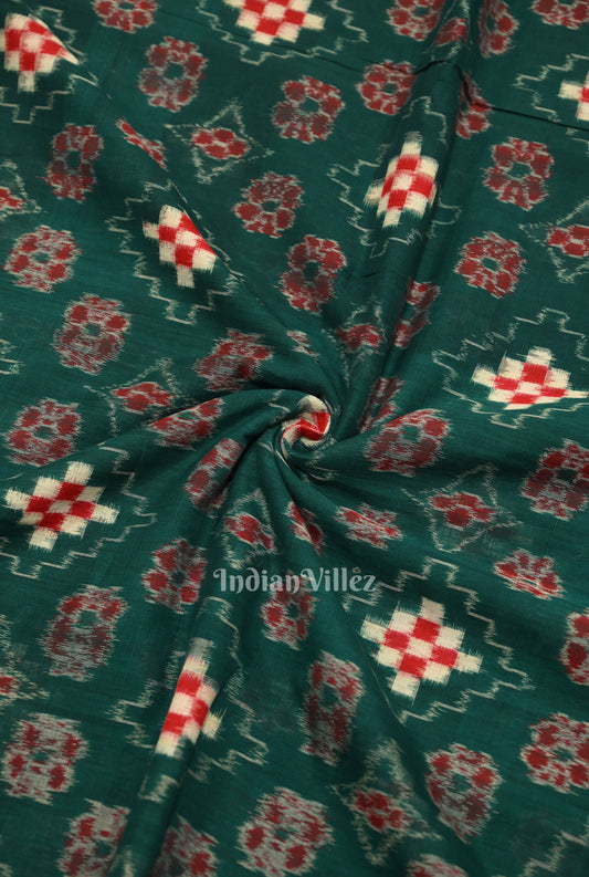 Dark Green Pasapali Sambalpuri Ikat Cotton Fabric