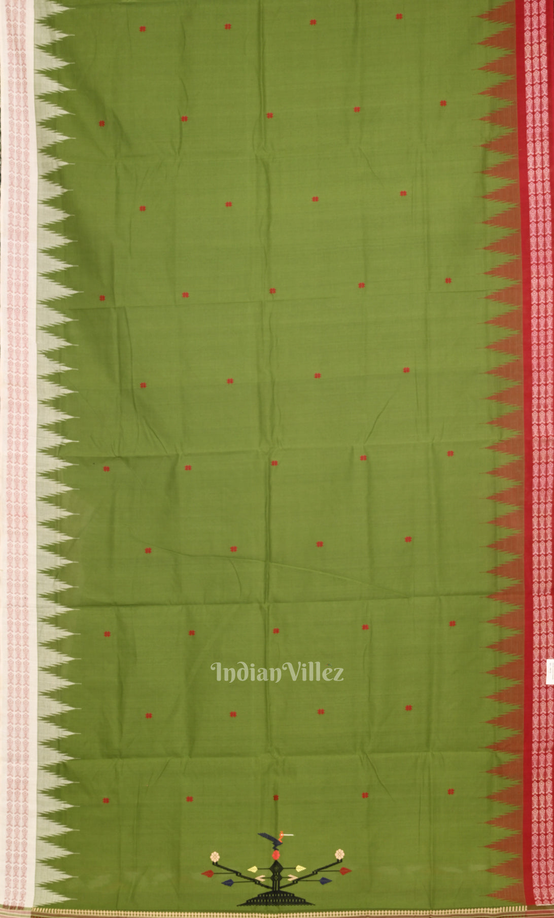 Mehendi Green Handwoven Original Ganjam Bomkai Cotton Saree 