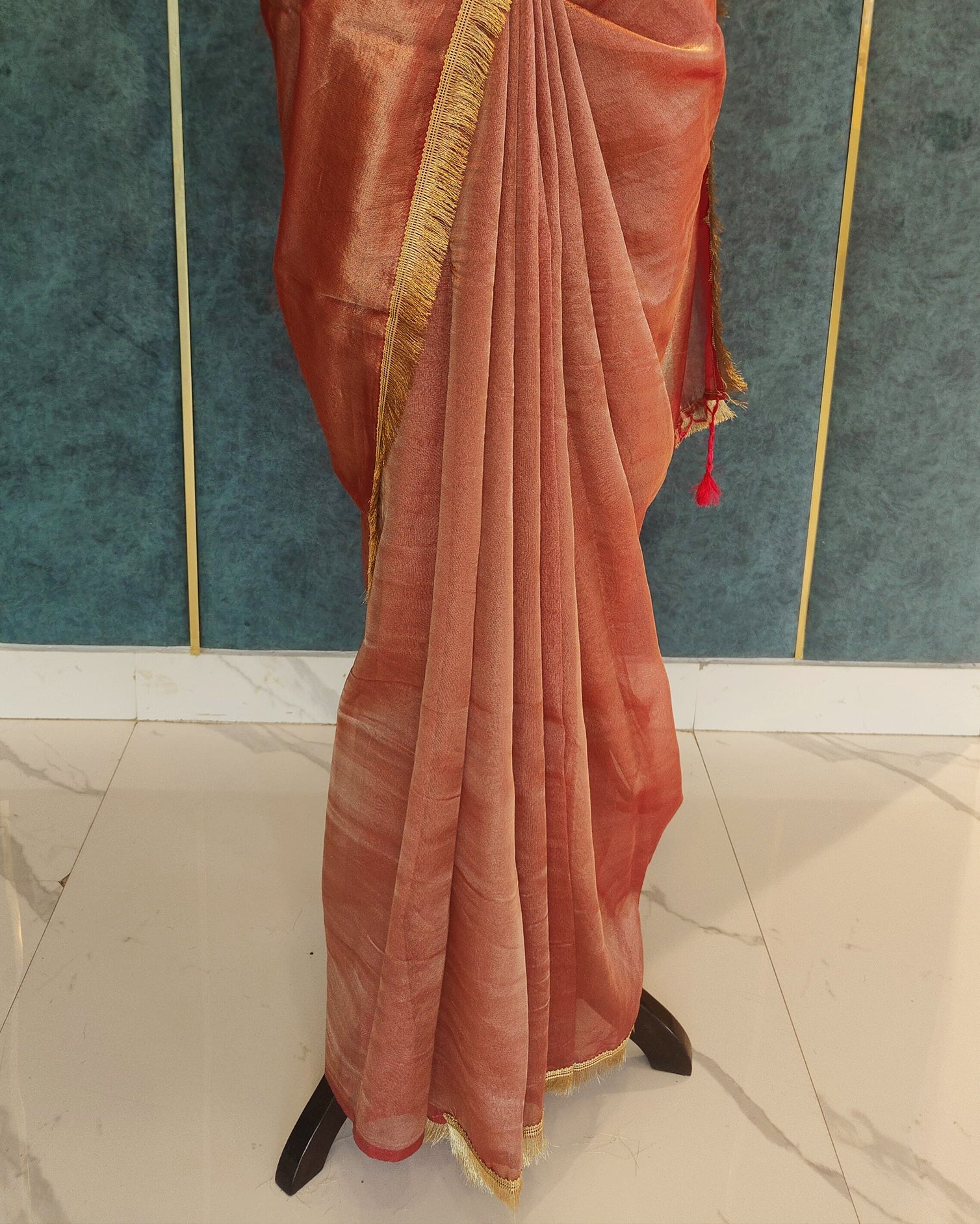 Peach Banarasi Tissue Saree