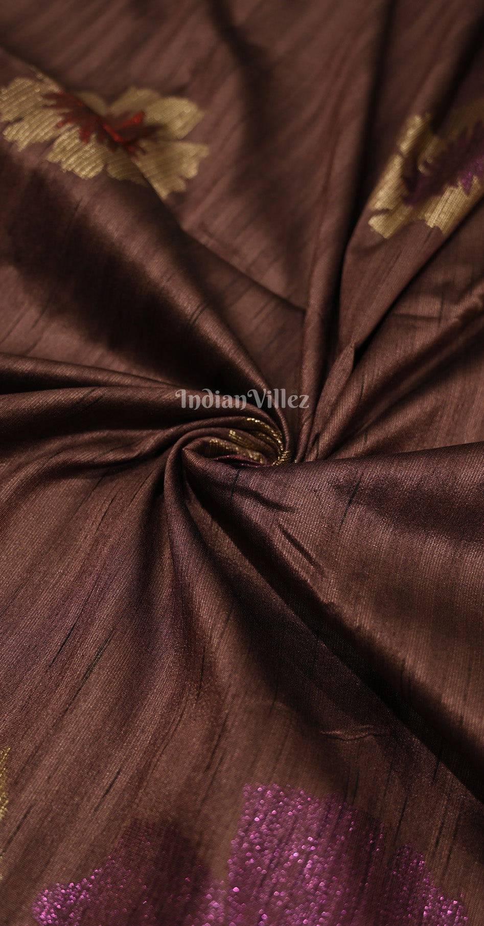 Wine Violet Zari Linen Designer Banarasi Saree
