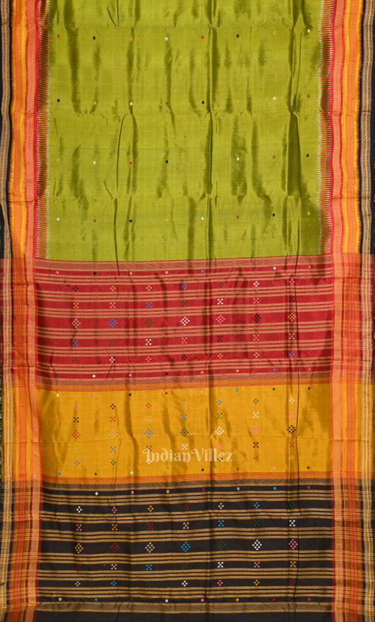 Mehendi Green Black Kathiphera Khandua Silk Saree