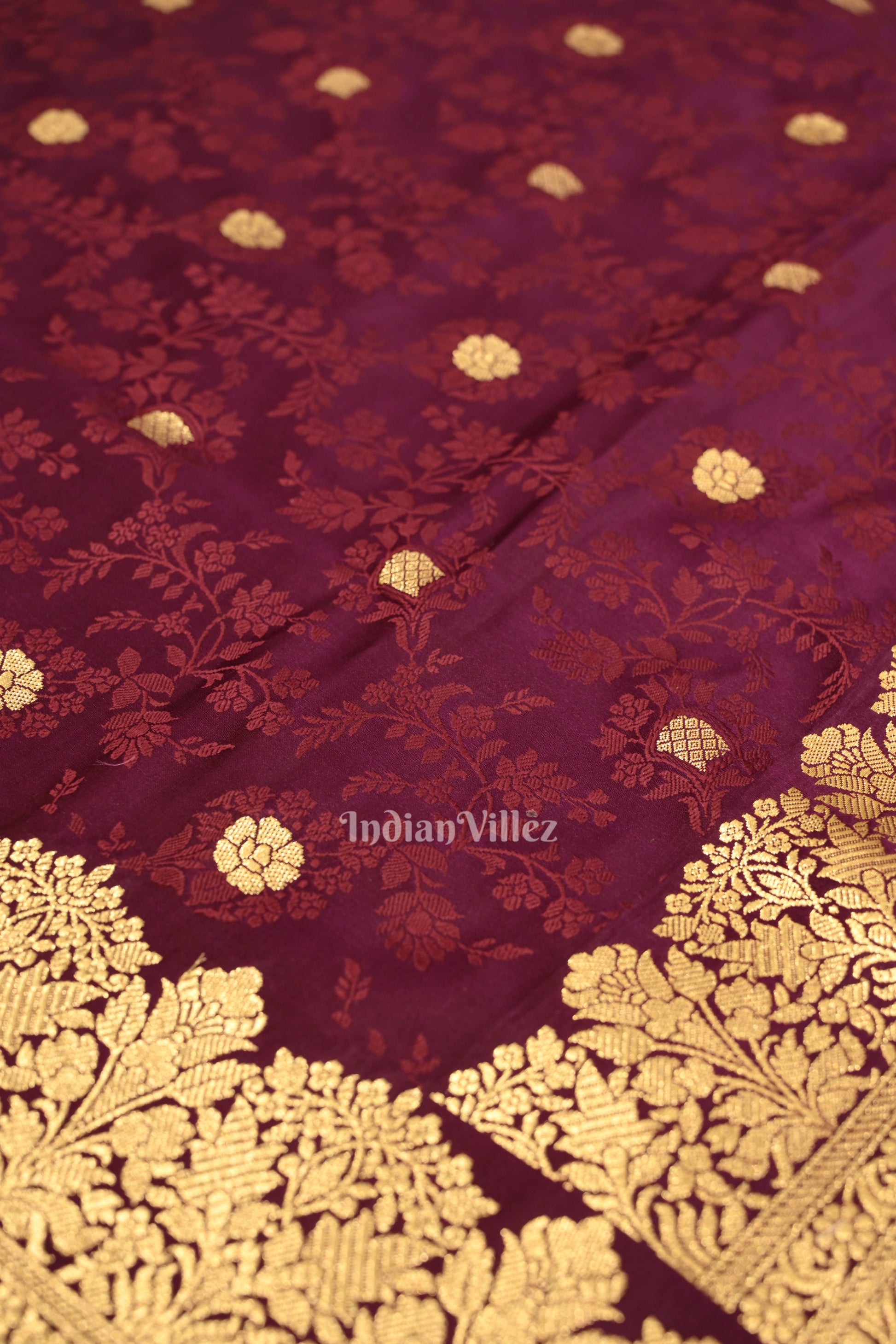 Wine Purple Soft Pure Mashru Satin Silk Banarasi Saree 
