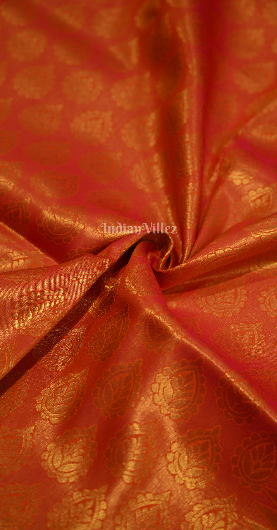 Orange Royal Jacquard Tissue Banarasi Self Weaving Saree
