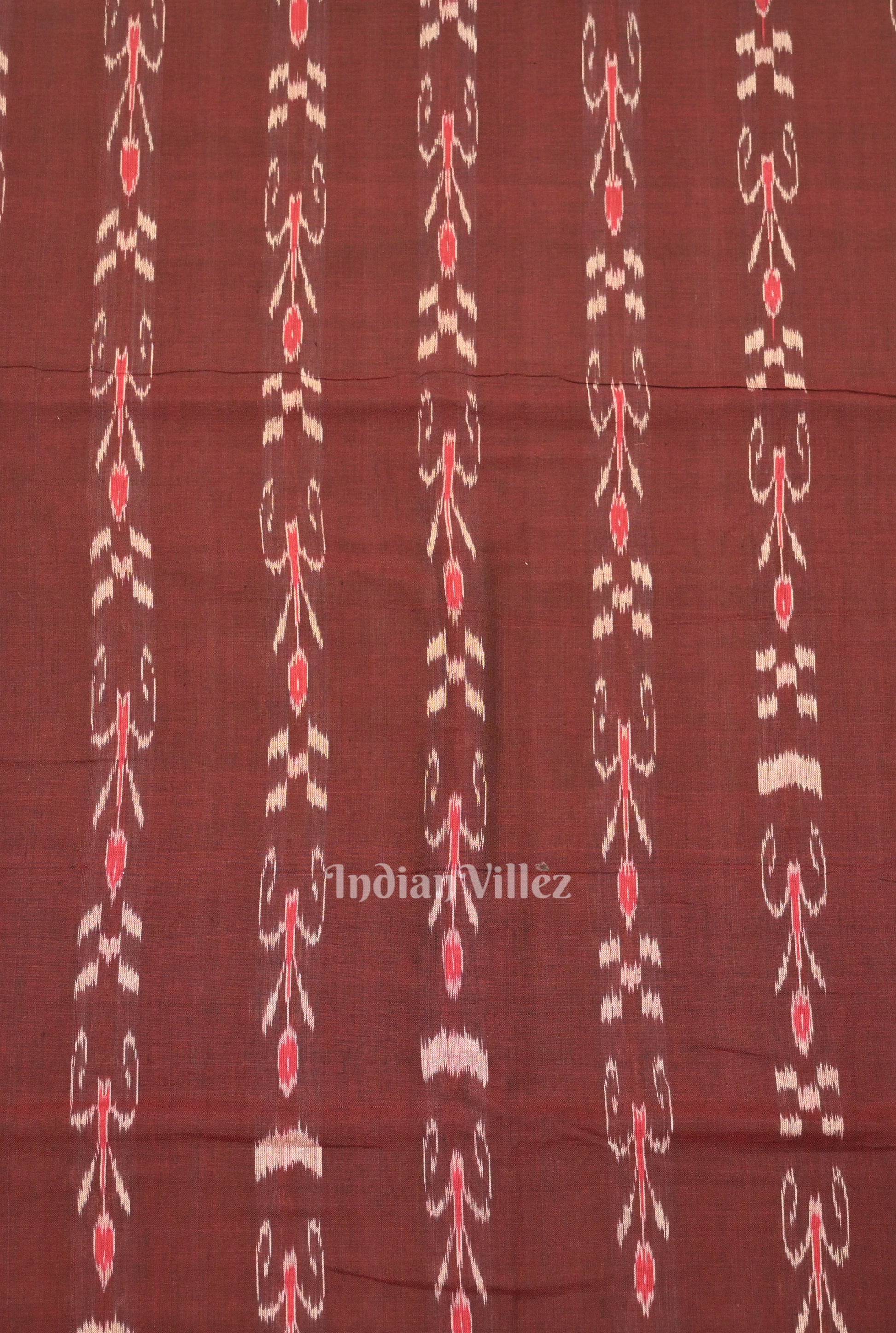 Marron Mayur Chandrika Sambalpuri Ikat Cotton Fabric