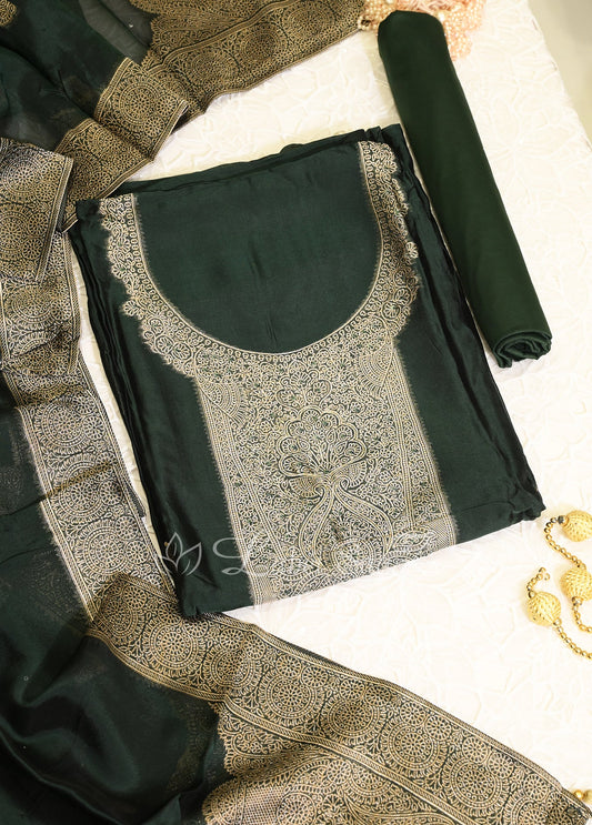 Green Unstitched Salwar Suit
