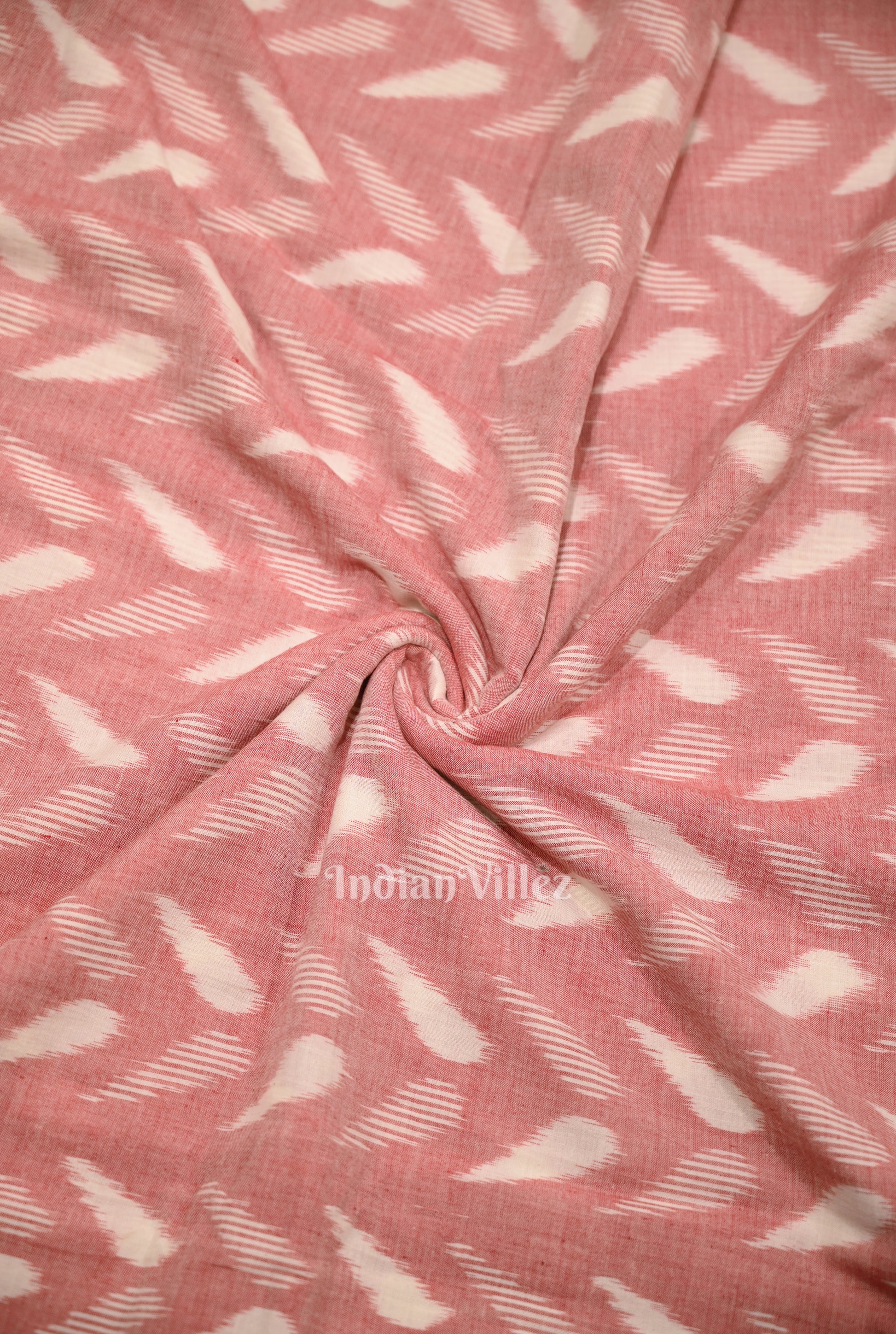 Peach Pink Sambalpuri Odisha Ikat Cotton Fabric 