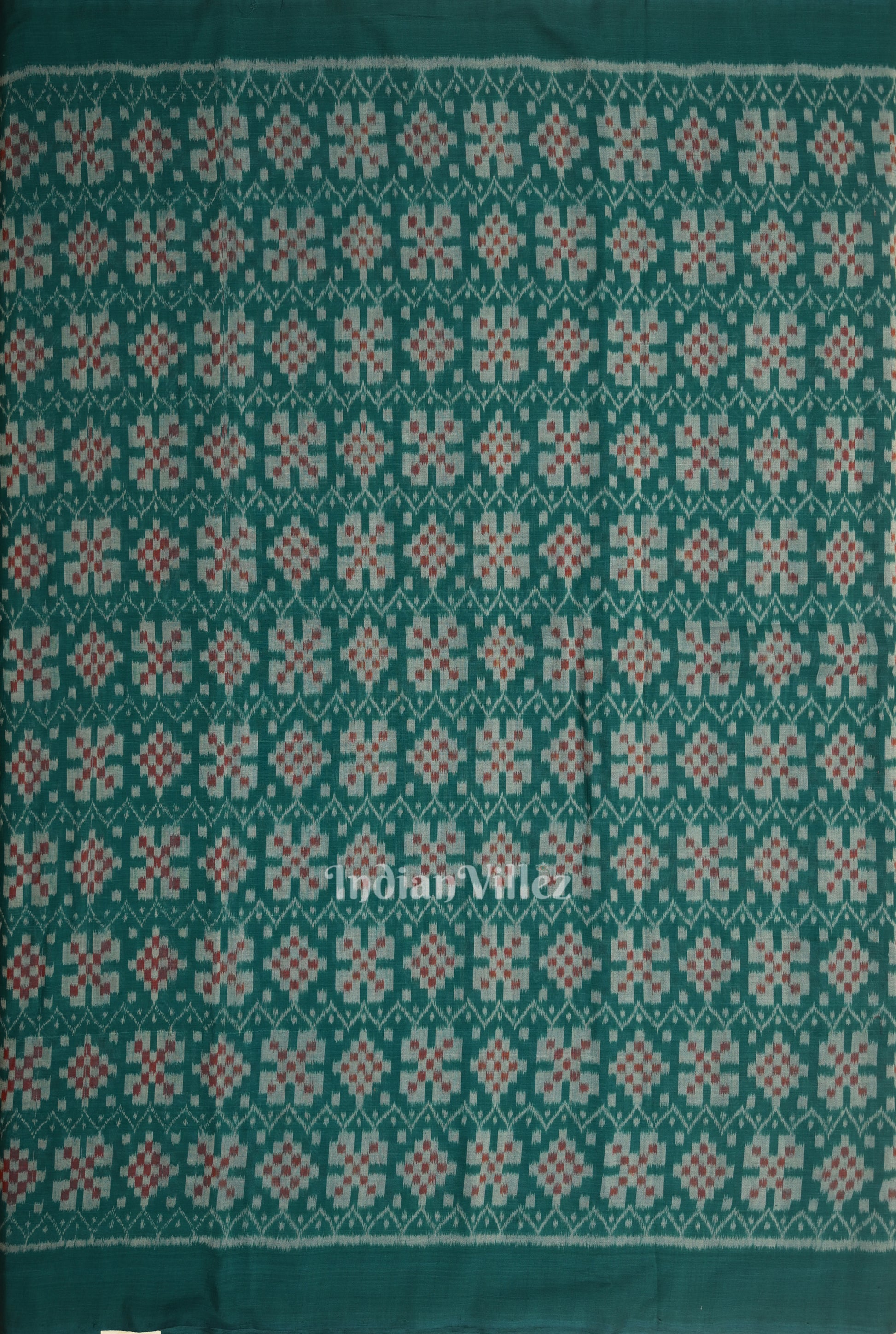 Green Pasapali Sambalpuri Ikat Cotton Fabric 