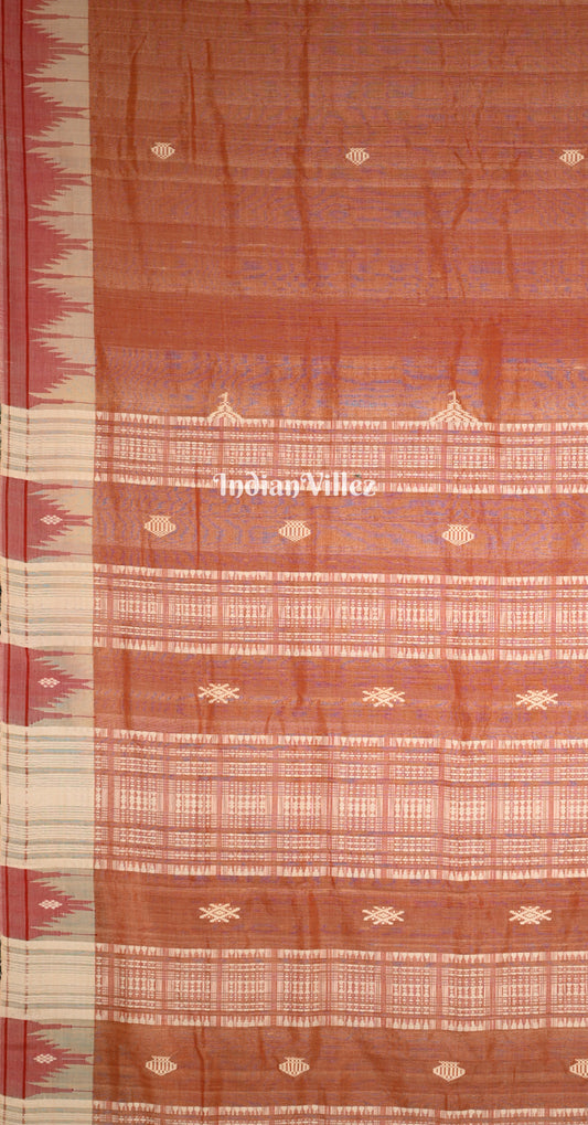 Burnt Orange Odisha Handloom Natural Dye Kotpad Tussar Saree