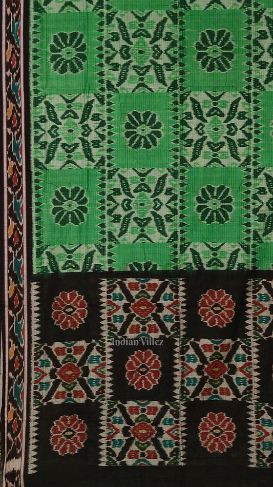 Green Black Computer Maniabandha Cotton Saree 