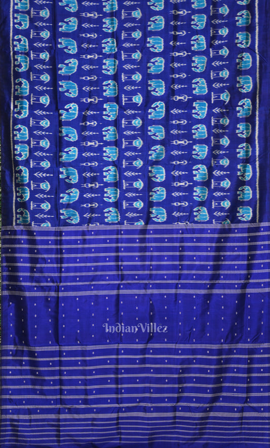 Blue Tribal Theme Odisha Ikat Contemporary Designer Silk Saree 