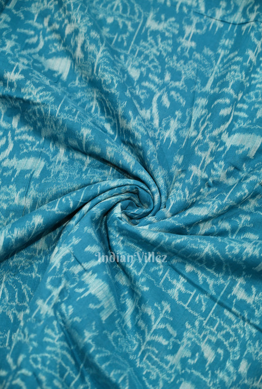 Light Blue Tribal Theme Sambalpuri Odisha Ikat Cotton Fabric 