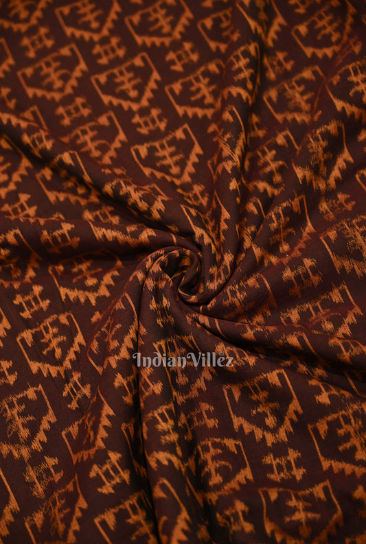 Rust Orange Tribal Theme Sambalpuri Odisha Ikat Cotton Fabric