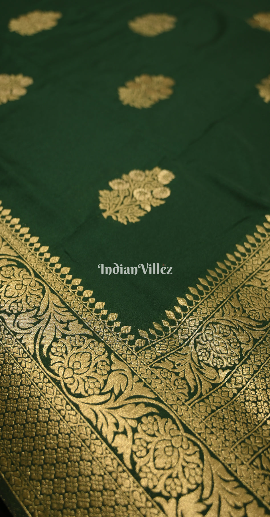 Green Pure Khaddi Gergette Baarasi with Nylon Weaving