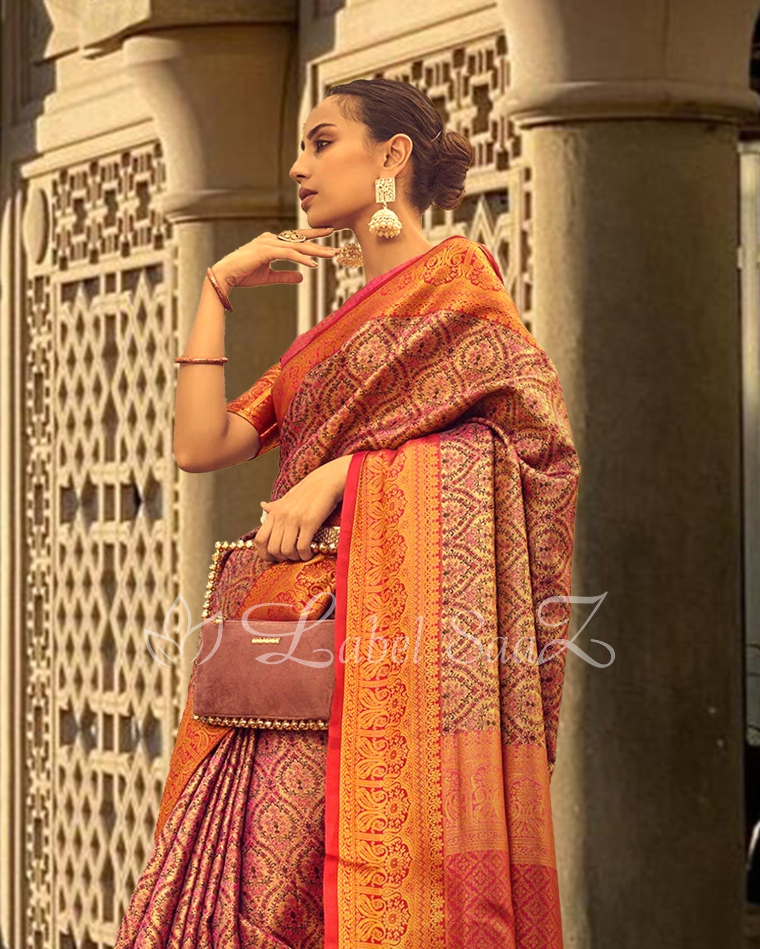 Pine Purple Multicolor Banarasi Handloom Rich Zari Weaving Silk Saree