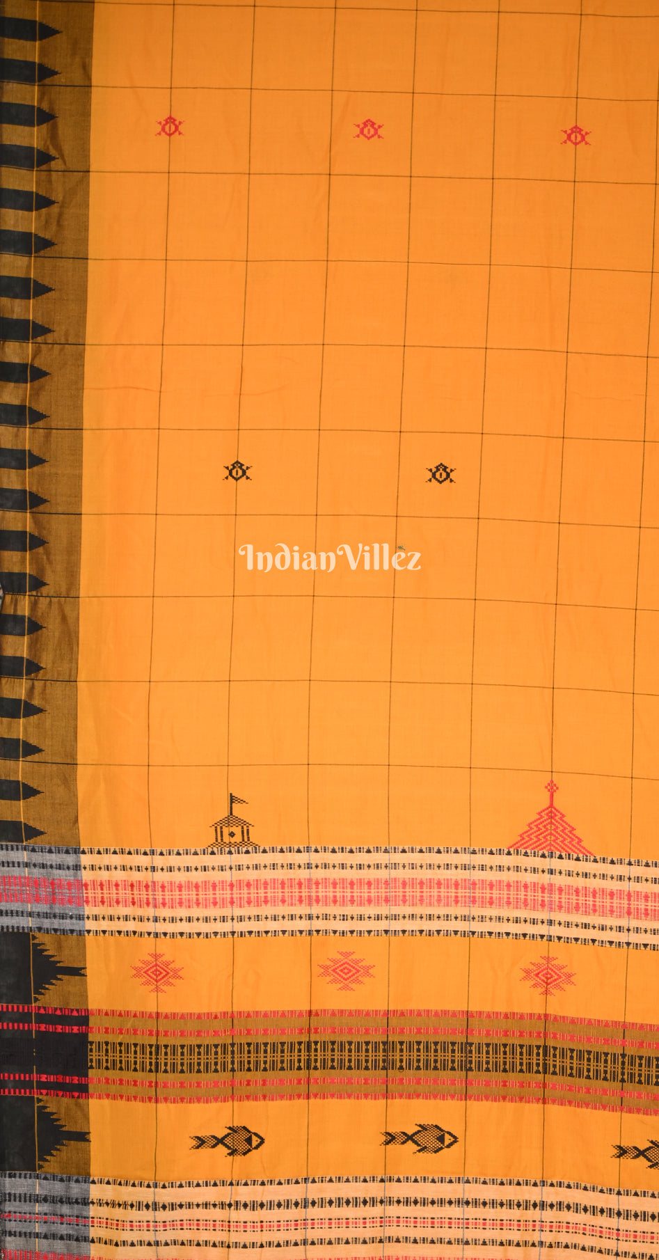 Mustard Yellow Odisha Handloom Natural Dye Kotpad Cotton Saree 