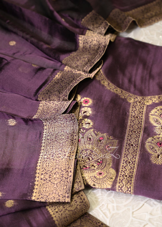 Wine Unstitched Salwar Suit 